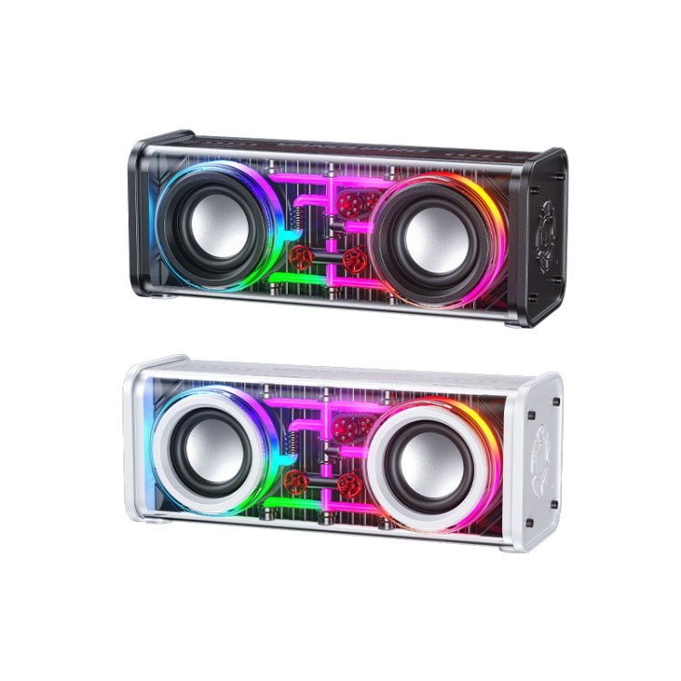 WK D45 10W Dual Speaker Transparent Mecha Bluetooth Speaker, WK D45