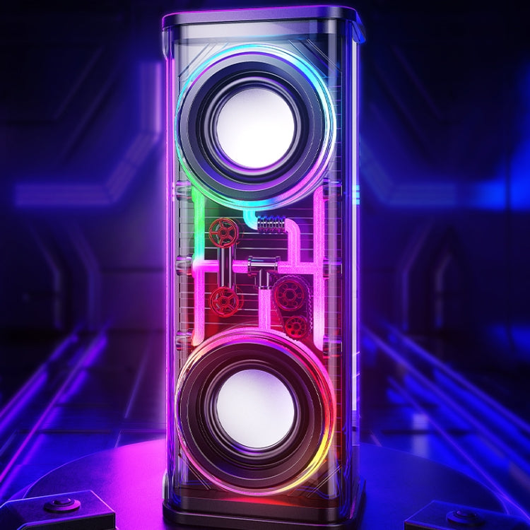 WK D45 10W Dual Speaker Transparent Mecha Bluetooth Speaker, WK D45
