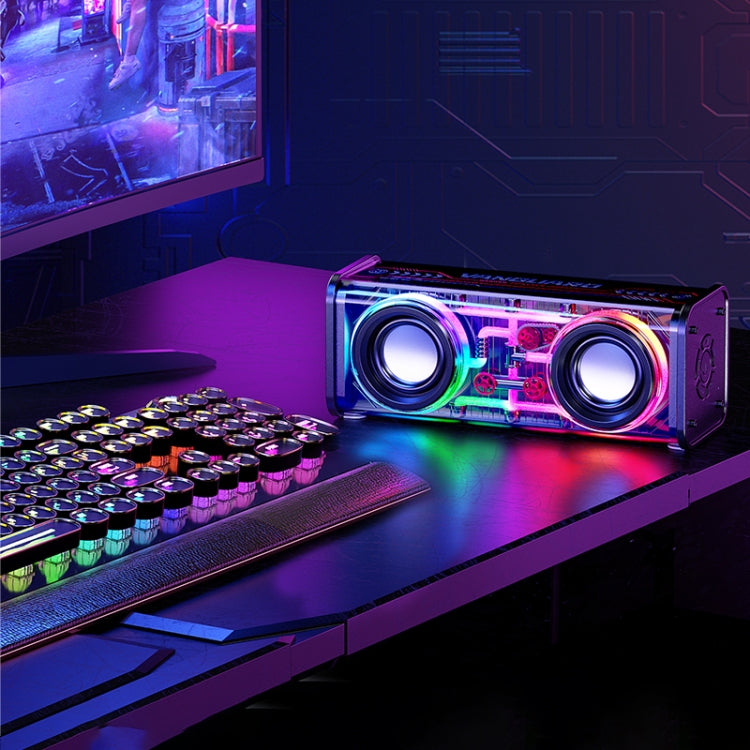 WK D45 10W Dual Speaker Transparent Mecha Bluetooth Speaker, WK D45