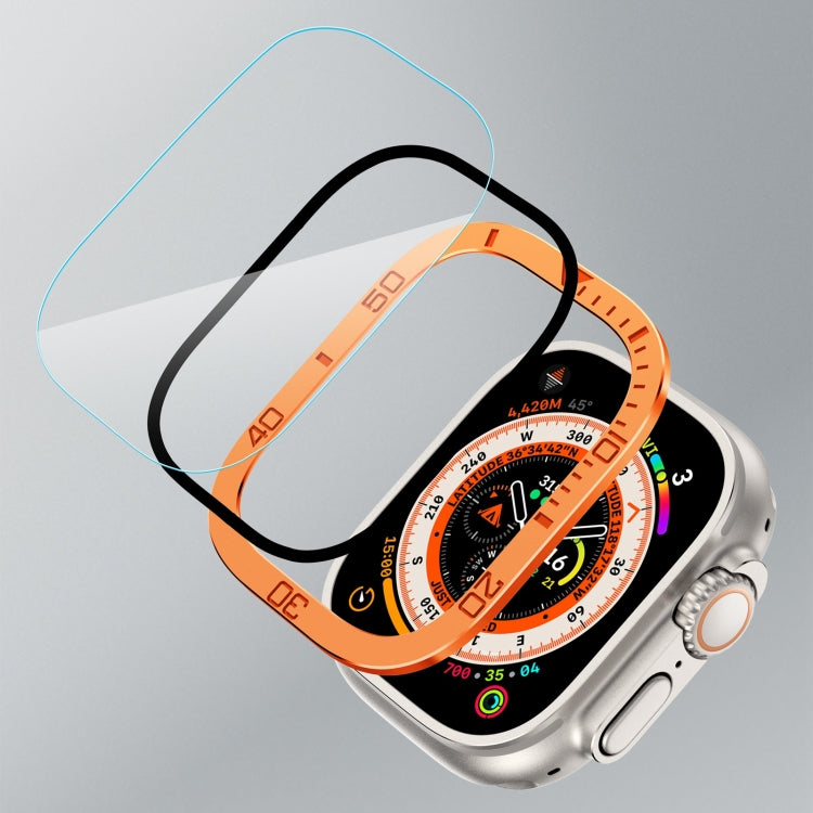 Number Ring Metal Frame Integrated Tempered Film, For Apple Watch Ultra 49mm