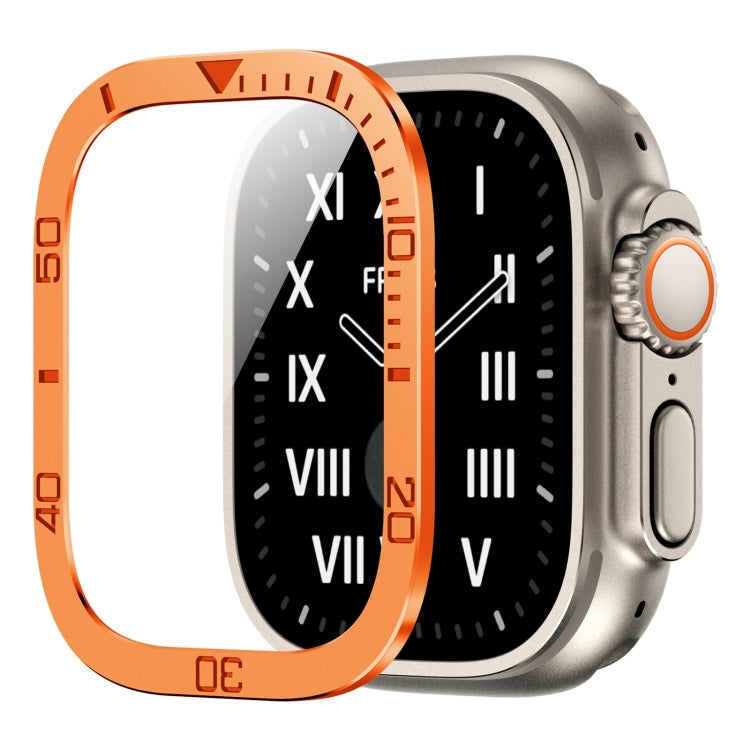 Number Ring Metal Frame Integrated Tempered Film, For Apple Watch Ultra 49mm