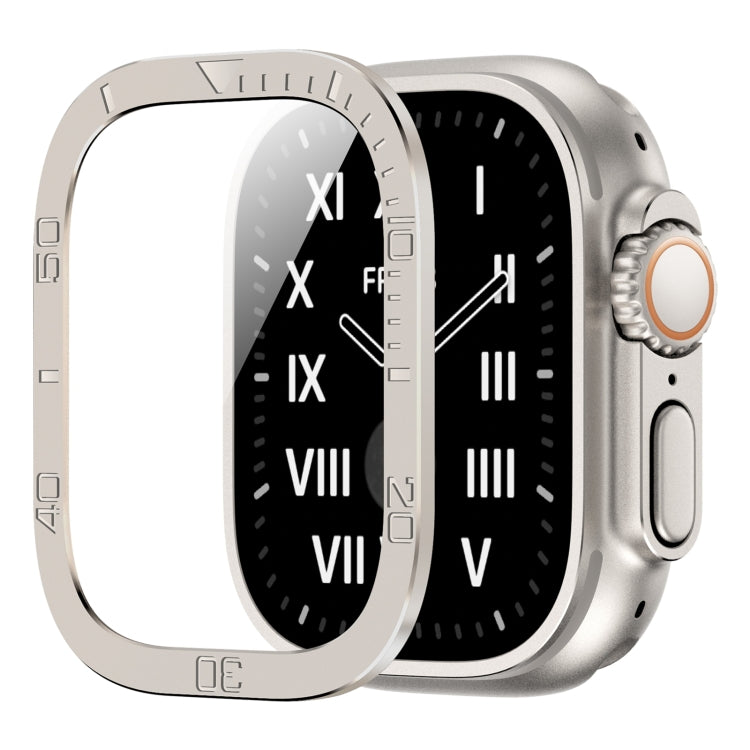 Number Ring Metal Frame Integrated Tempered Film, For Apple Watch Ultra 49mm
