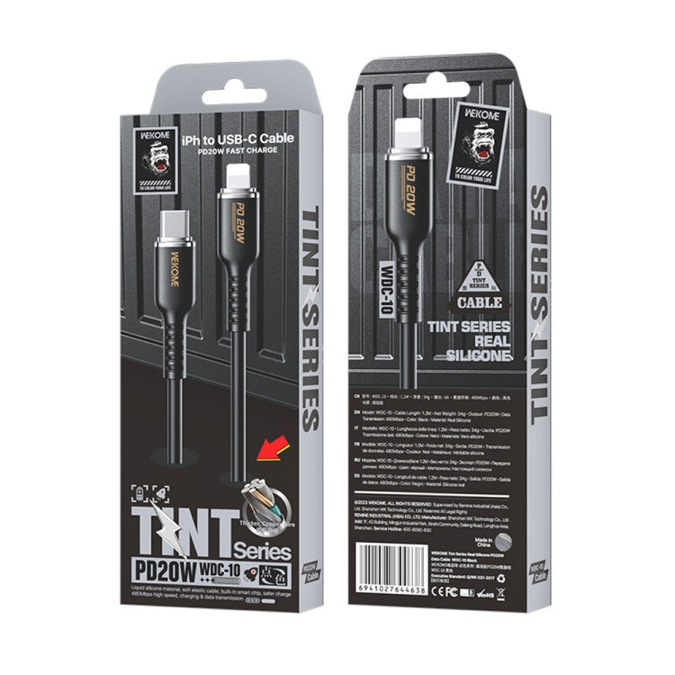 WK WDC-10 PD 20W USB-C/Type-C to 8 Pin Silicone Data Cable, Length: 1.2m, WDC-10