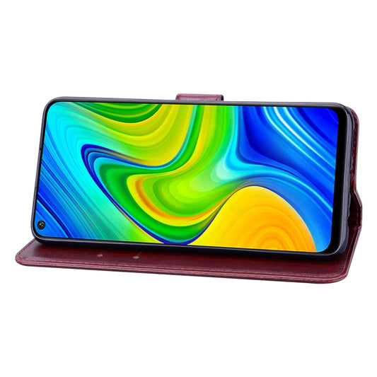 Protective PU leather case rose design Xiaomi Redmi Note 9 front view