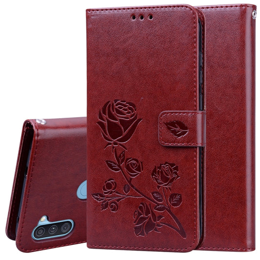 Rose embossed Samsung Galaxy A11 A31 A41 M30s M21 flip leather wallet case