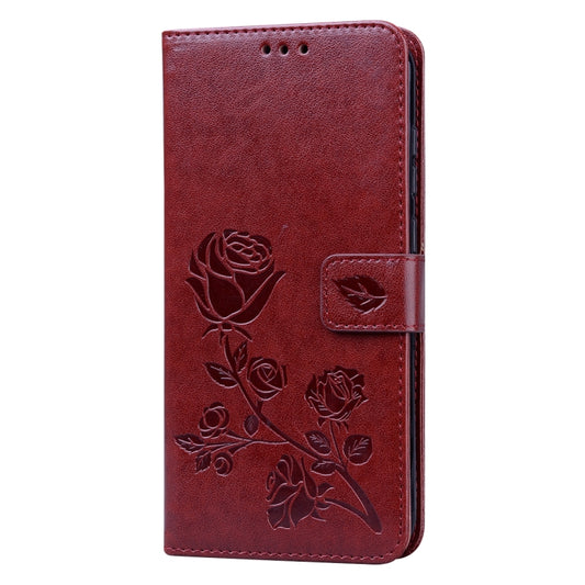 Horizontal flip PU leather case with rose pattern for Galaxy A11 phone