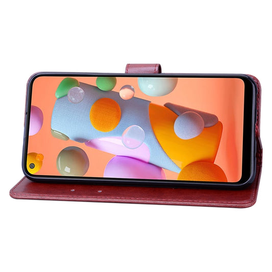 Embossed rose leather wallet case Galaxy M30s M21 with kickstand holder