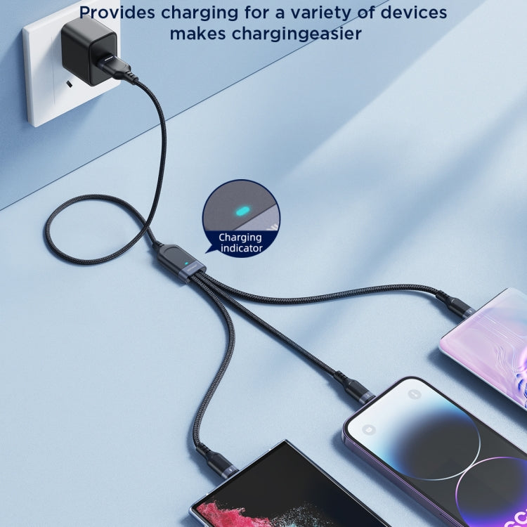 JOYROOM A18 3.5A USB to 8 Pin+USB-C/Type-C+Micro USB 3 in 1 Data Cable, 0.3m, 1.2m