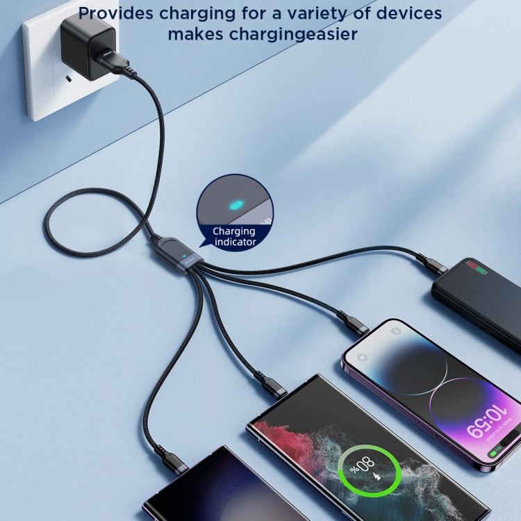 JOYROOM A18 3.5A USB to 8 Pin+Dual USB-C/Type-C+Micro USB 4 in 1 Data Cable, Length: 1.2m, USB to 8 Pin+Dual Type-C+Micro USB