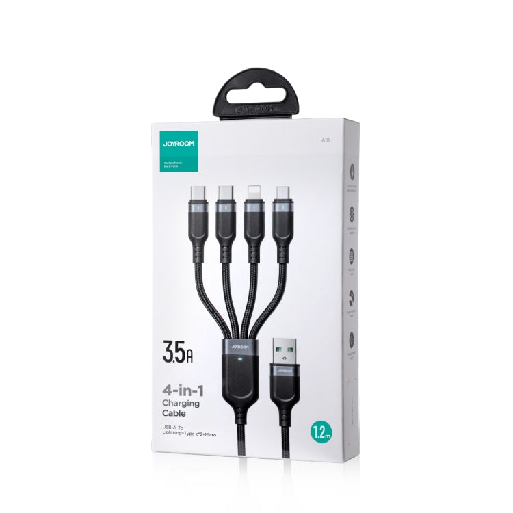 JOYROOM A18 3.5A USB to 8 Pin+Dual USB-C/Type-C+Micro USB 4 in 1 Data Cable, Length: 1.2m, USB to 8 Pin+Dual Type-C+Micro USB