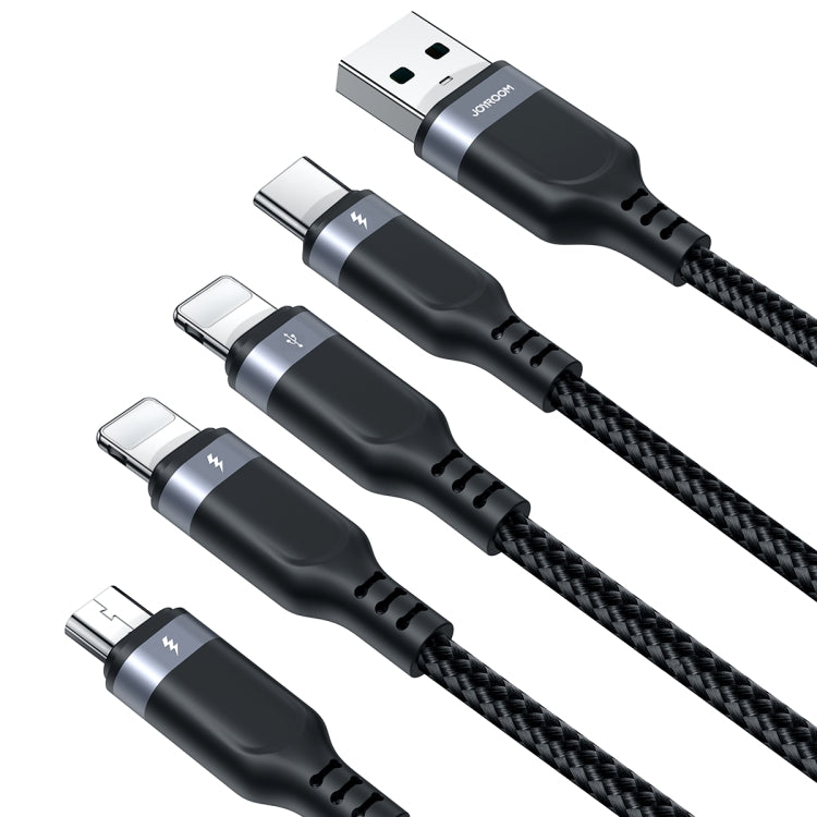 JOYROOM A18 3.5A USB to Dual 8 Pin+USB-C/Type-C+Micro USB 4 in 1 Data Cable, Length: 1.2m, USB to Dual 8 Pin+Type-C+Micro USB