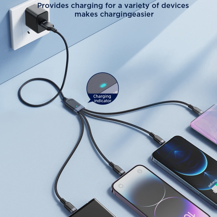 JOYROOM A18 3.5A USB to Dual 8 Pin+USB-C/Type-C+Micro USB 4 in 1 Data Cable, Length: 1.2m, USB to Dual 8 Pin+Type-C+Micro USB