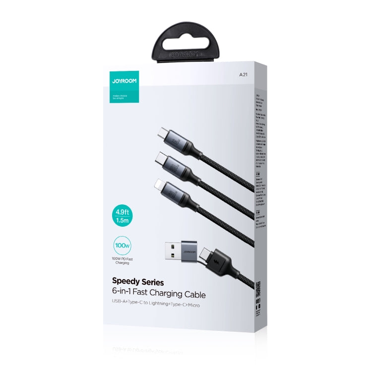 JOYROOM A21 3.5A USB+Type-C to 8 Pin+Type-C+Micro USB 3 in 2 Charging Cable, Length: 1.2m, USB+Type-C to 8 Pin+Type-C+Micro USB