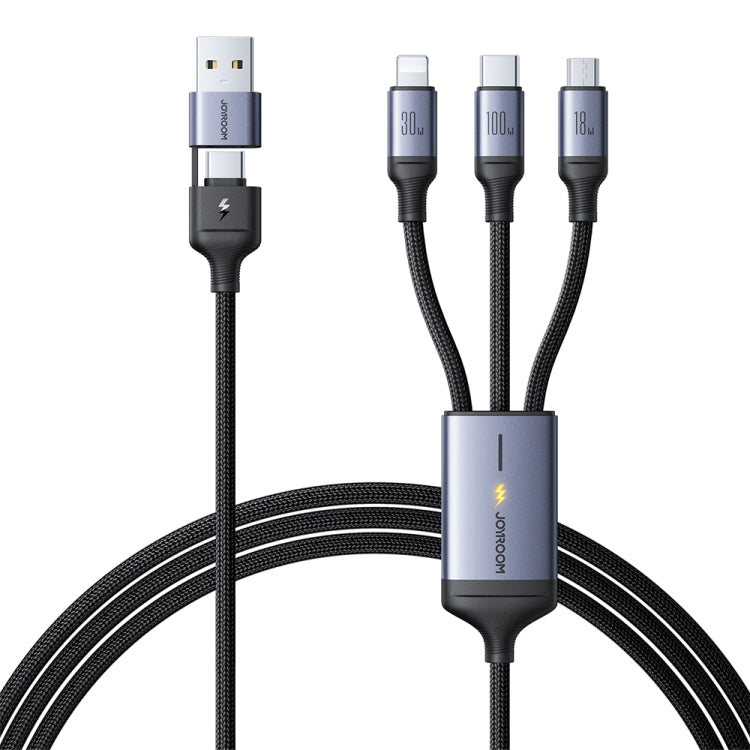 JOYROOM A21 3.5A USB+Type-C to 8 Pin+Type-C+Micro USB 3 in 2 Charging Cable, Length: 1.2m, USB+Type-C to 8 Pin+Type-C+Micro USB
