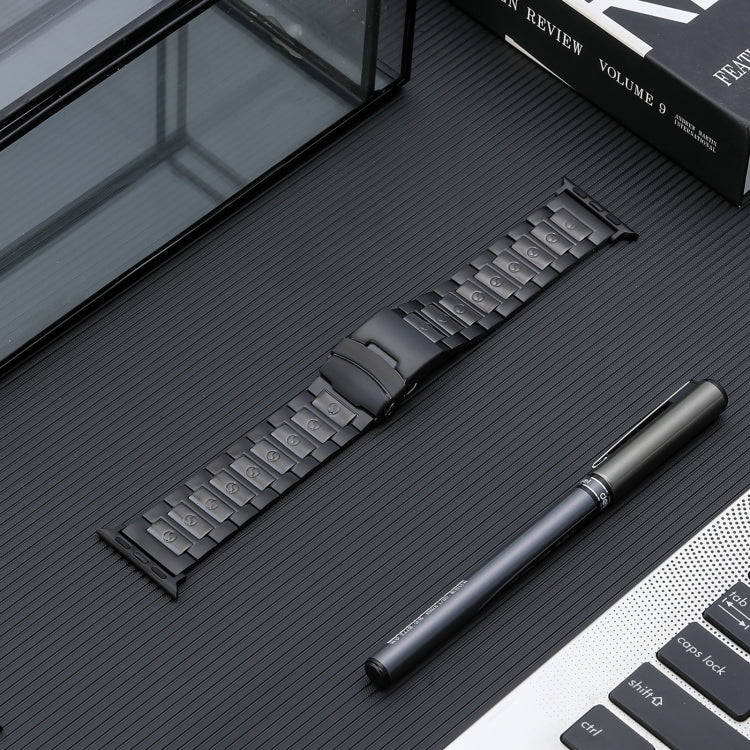 Safety Buckle Titanium Steel Watch Band, For Apple Watch Series 8 41mm, For Apple Watch Series 8 45mm, For Apple Watch SE 40mm, For Apple Watch SE 44mm, For Apple Watch Series 7 41mm, For Apple Watch Series 7 45mm, For Apple Watch Series 6 40mm        ...