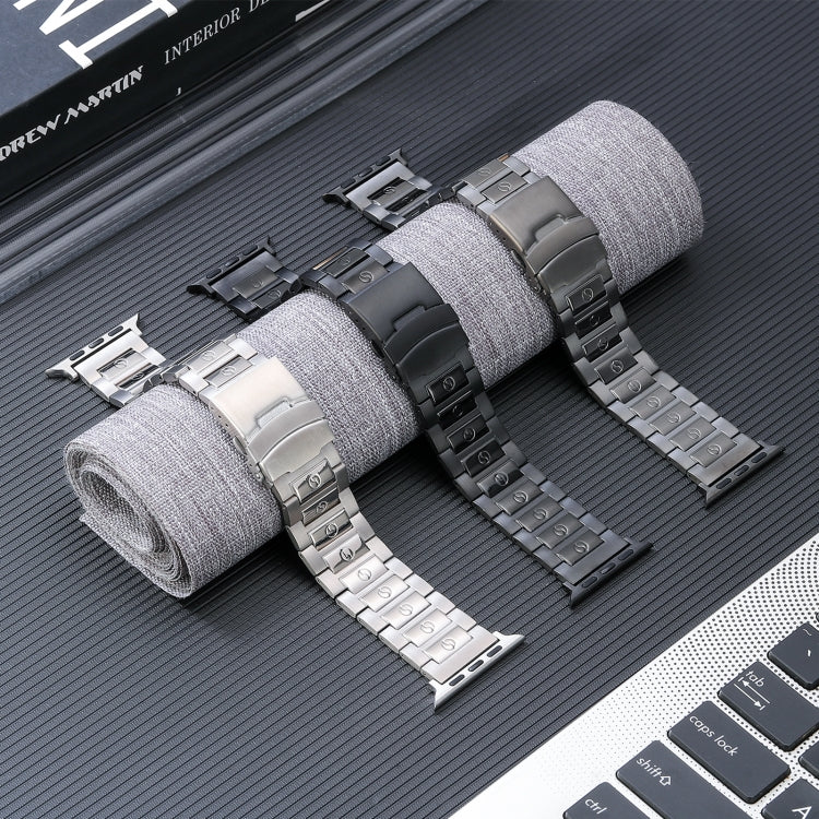 Safety Buckle Titanium Steel Watch Band, For Apple Watch Series 8 41mm, For Apple Watch Series 8 45mm, For Apple Watch SE 40mm, For Apple Watch SE 44mm, For Apple Watch Series 7 41mm, For Apple Watch Series 7 45mm, For Apple Watch Series 6 40mm        ...
