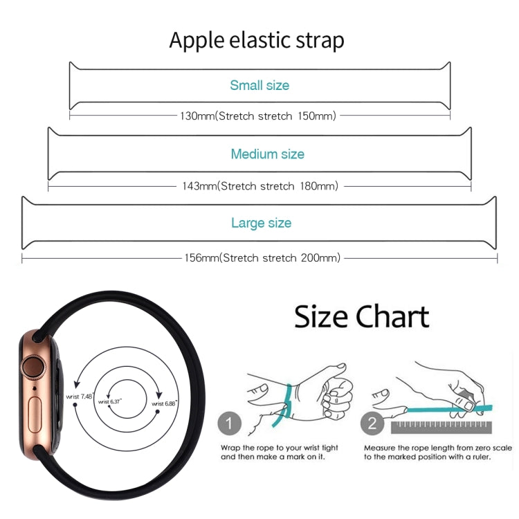 For Apple Watch Series 5 & 4 40mm / 3 & 2 & 1 38mm Solid Color Elastic Silicone Replacement Wrist Strap Watchband, L 156mm