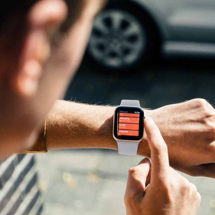 For Apple Watch Series 5 & 4 40mm / 3 & 2 & 1 38mm Solid Color Elastic Silicone Replacement Wrist Strap Watchband, L 156mm