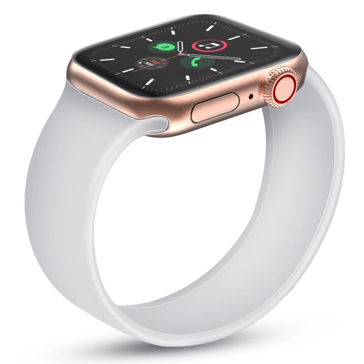 For Apple Watch Series 5 & 4 44mm / 3 & 2 & 1 42mm Solid Color Elastic Silicone Replacement Wrist Strap Watchband, S 130mm, Size:S 130mm, Size:M 143mm, M 143mm