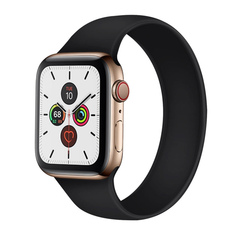 For Apple Watch Series 5 & 4 44mm / 3 & 2 & 1 42mm Solid Color Elastic Silicone Replacement Wrist Strap Watchband, S 130mm, Size:S 130mm, Size:M 143mm, M 143mm