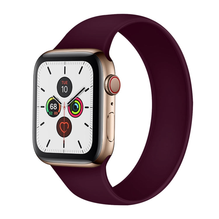 For Apple Watch Series 5 & 4 44mm / 3 & 2 & 1 42mm Solid Color Elastic Silicone Replacement Wrist Strap Watchband, S 130mm, Size:S 130mm, Size:M 143mm, M 143mm