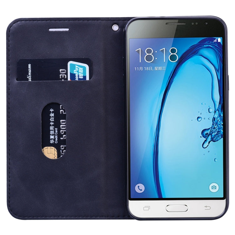 Frosted Business Magnetic Horizontal Flip PU Leather Case with Holder & Card Slot & Lanyard, For Samsung Galaxy J3 (2016), For Samsung Galaxy J3 / J330  (EU), For Samsung Galaxy J5 (2016) / J510, For Samsung Galaxy J5 / J530 (EU)