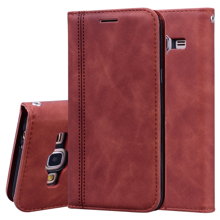 Frosted Business Magnetic Horizontal Flip PU Leather Case with Holder & Card Slot & Lanyard, For Samsung Galaxy J3 (2016), For Samsung Galaxy J3 / J330  (EU), For Samsung Galaxy J5 (2016) / J510, For Samsung Galaxy J5 / J530 (EU)