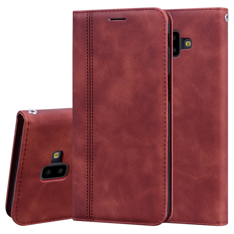 Frosted Business Magnetic Horizontal Flip PU Leather Case with Holder & Card Slot & Lanyard, For Samsung Galaxy J7 / J730 (EU), For Samsung Galaxy J4 Plus (2018), For Samsung Galaxy J6 Plus (2018)