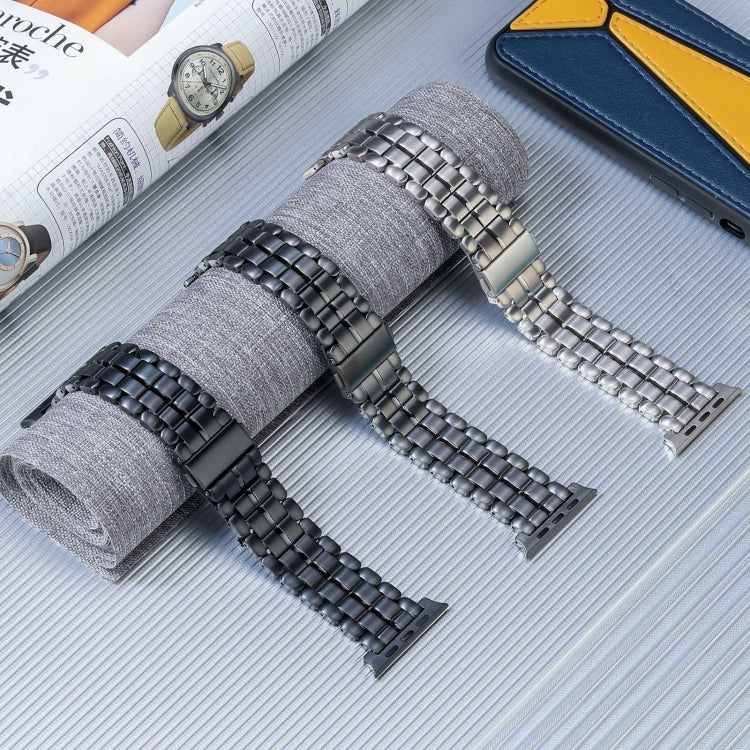Five Beads Titanium Steel Watch Band, For Apple Watch Series 6 44mm, For Apple Watch Series 5 44mm, For Apple Watch Series 5 40mm, For Apple Watch Series 4 44mm, For Apple Watch 42mm, For Apple Watch 38mm, For Apple Watch Series 3 38mm                 ...