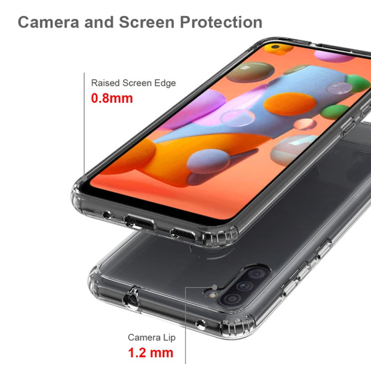 Transparent TPU and acrylic hybrid case for Samsung Galaxy A31 displaying phone