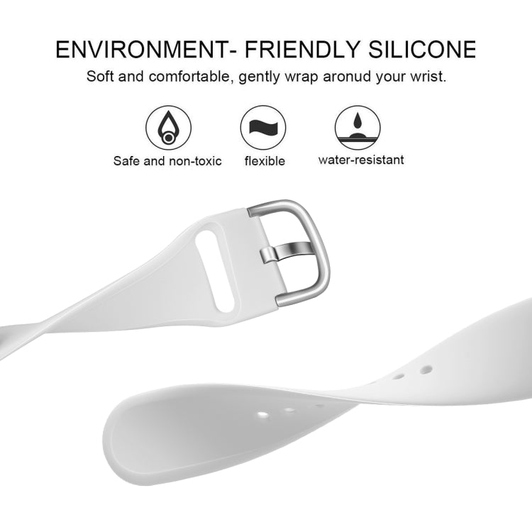 For Apple Watch Series 5 & 4 44mm / 3 & 2 & 1 42mm Solid Color Silicone Replacement Wrist Strap Watchband with Metal Buckle, L