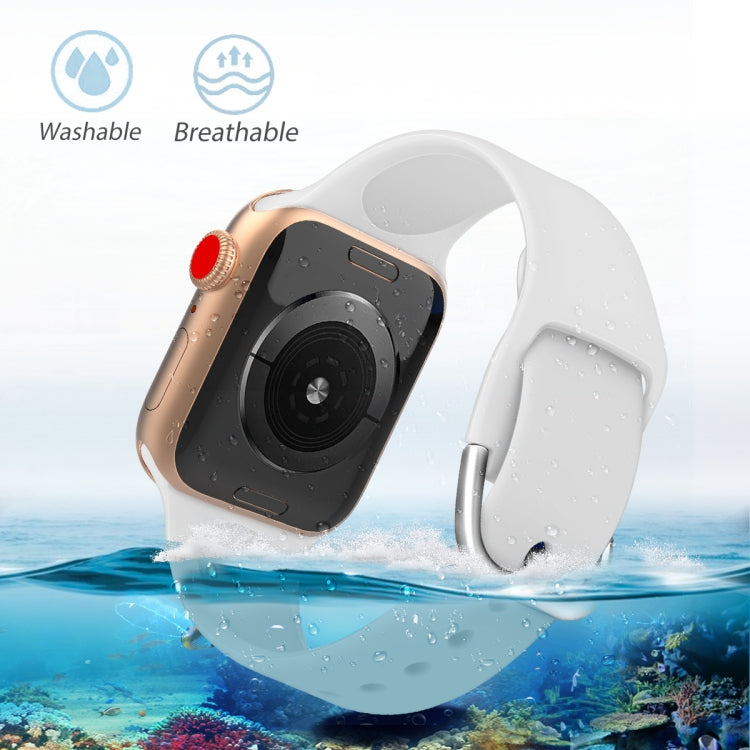 For Apple Watch Series 5 & 4 44mm / 3 & 2 & 1 42mm Solid Color Silicone Replacement Wrist Strap Watchband with Metal Buckle, L