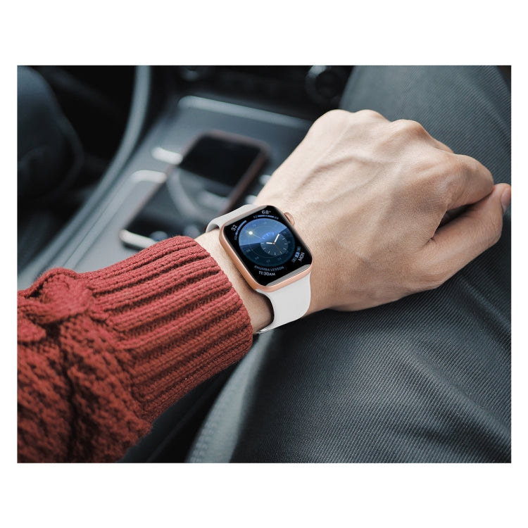 For Apple Watch Series 5 & 4 44mm / 3 & 2 & 1 42mm Solid Color Silicone Replacement Wrist Strap Watchband with Metal Buckle, L