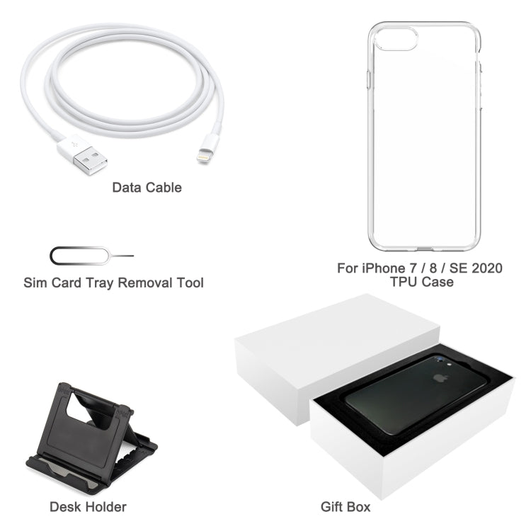 TPU Case + Desk Holder + Data Cable + Sim Card Tray Removal Tool + Gift Box, For iPhone 13 Pro Max, For iPhone 12, For iPhone 12 Pro Max, For iPhone 7 / 8 / SE 2020, For iPhone 11, For iPhone X, For iPhone 7 Plus, For iPhone SE, For iPhone 6