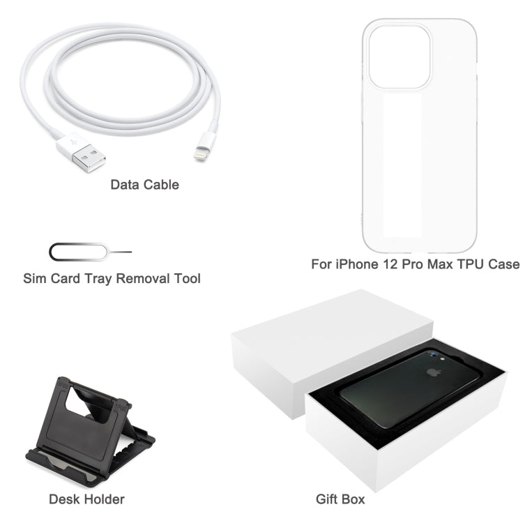 TPU Case + Desk Holder + Data Cable + Sim Card Tray Removal Tool + Gift Box, For iPhone 13 Pro Max, For iPhone 12, For iPhone 12 Pro Max, For iPhone 7 / 8 / SE 2020, For iPhone 11, For iPhone X, For iPhone 7 Plus, For iPhone SE, For iPhone 6