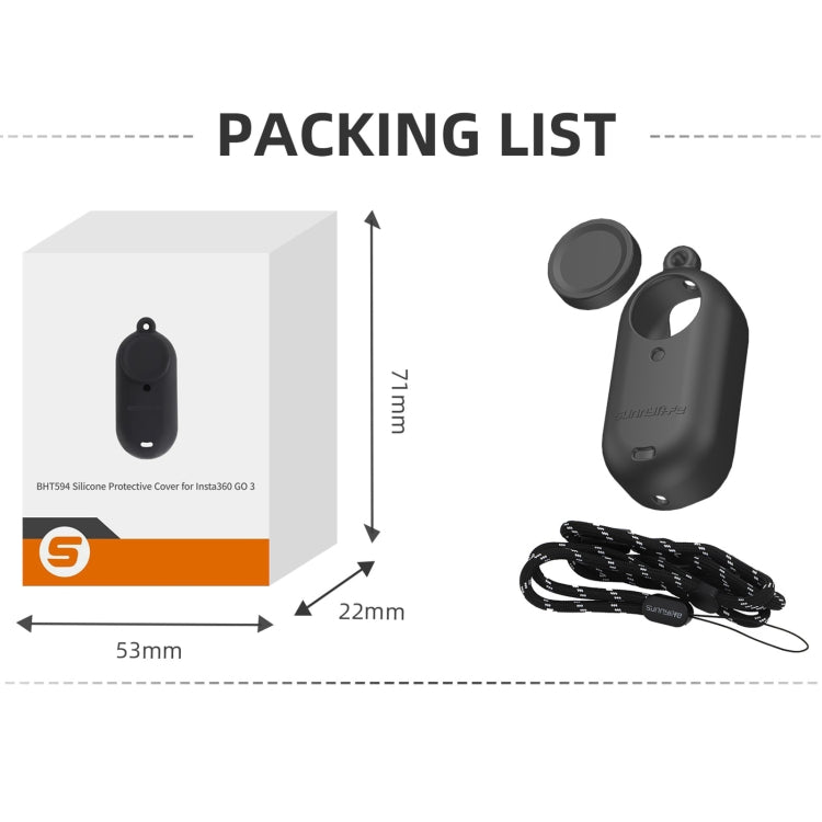 Sunnylife IST-BHT594 Camera Body Silicone Case with Lens Cap & Neck Strap, For Insta360 Go 3