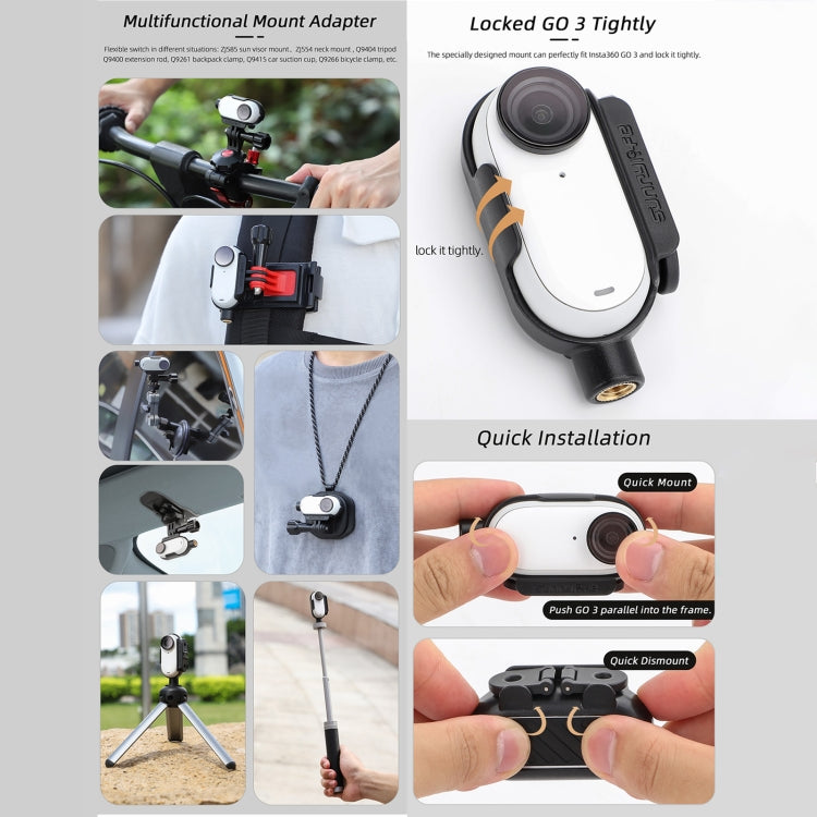 Sunnylife IST-BK592 Mount Adapter Protective Frame Cage Mounting Brackets Housing Case, For Insta360 Go 3