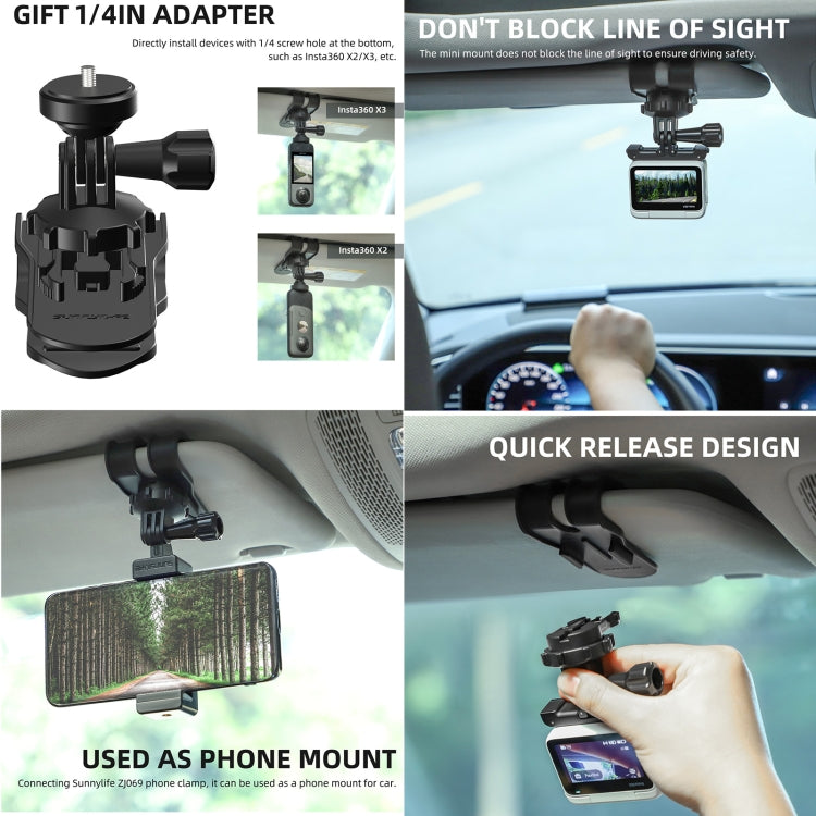 Sunnylife ZJ585 Sun Visor Camera Mount Quick Release Holder 360 Degree Rotating Vlog Bracket, ZJ585
