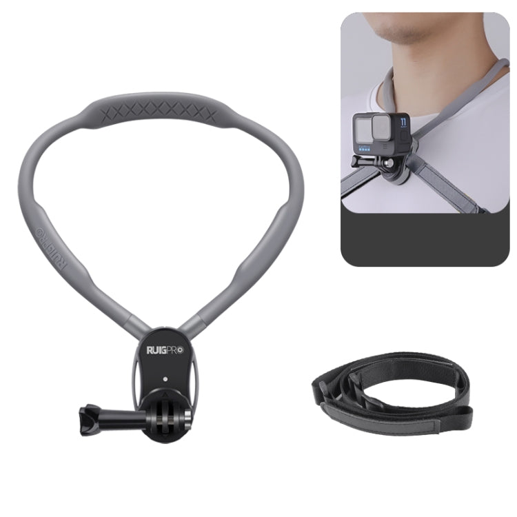 RUIGPRO Lazy Neck Bracket POV View Mount, Standard with Strap, With J-Hook Buckle, With Phone Clamp & Adapter