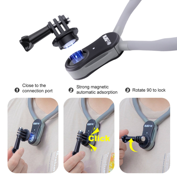 RUIGPRO Lazy Neck Bracket POV View Mount, Standard with Strap, With J-Hook Buckle, With Phone Clamp & Adapter