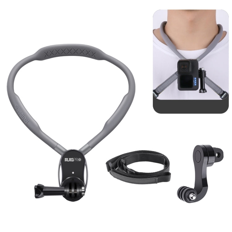 RUIGPRO Lazy Neck Bracket POV View Mount, Standard with Strap, With J-Hook Buckle, With Phone Clamp & Adapter