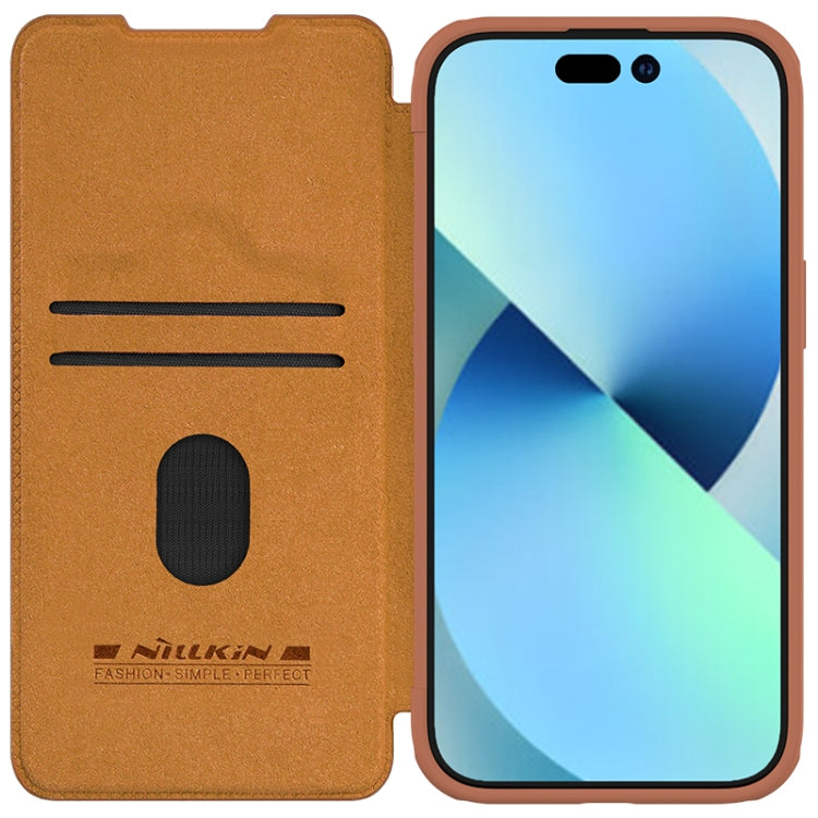 NILLKIN QIN Series Pro Sliding Camera Cover Design Leather Phone Case, For iPhone 15