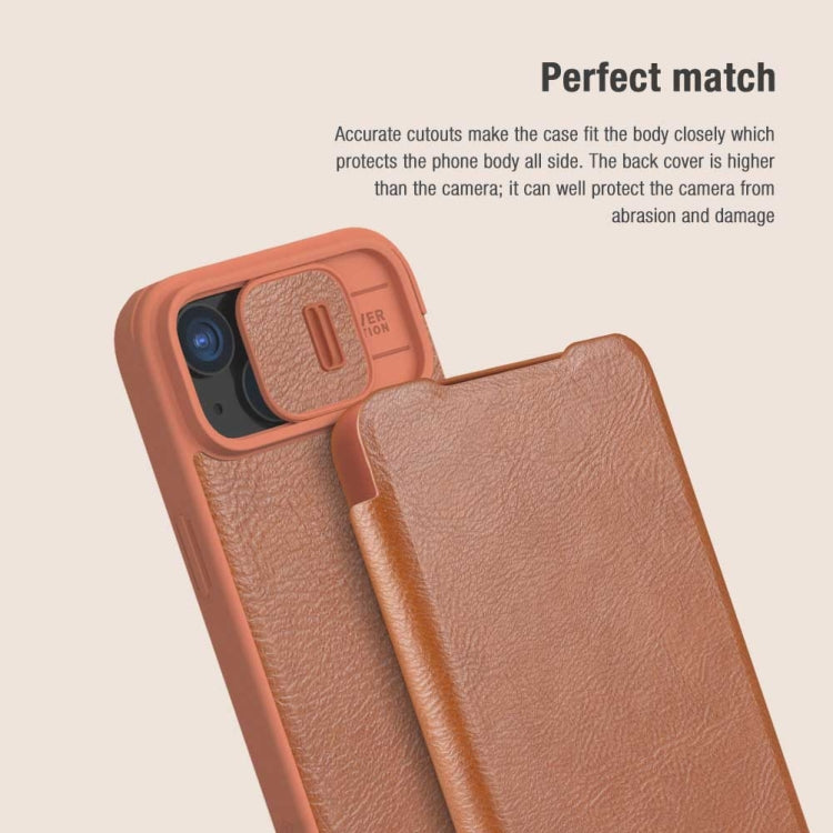 NILLKIN QIN Series Pro Sliding Camera Cover Design Leather Phone Case, For iPhone 15