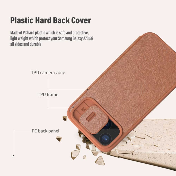NILLKIN QIN Series Pro Sliding Camera Cover Design Leather Phone Case, For iPhone 15