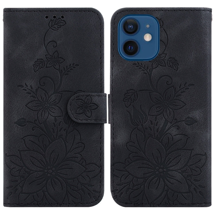 Lily Embossed Leather Phone Case, For iPhone 13, For iPhone 13 mini, For iPhone 12 / 12 Pro, For iPhone 12 Pro Max