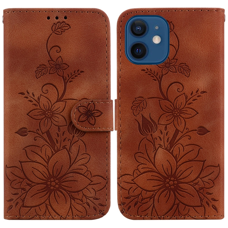 Lily Embossed Leather Phone Case, For iPhone 12 mini, For iPhone 11 Pro Max, For iPhone 11, For iPhone 11 Pro