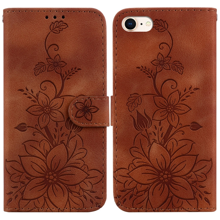 Lily Embossed Leather Phone Case, For iPhone 14 Pro Max, For iPhone SE 2022 / SE 2020 / 8, For iPhone 13 Pro Max, For iPhone 13 Pro