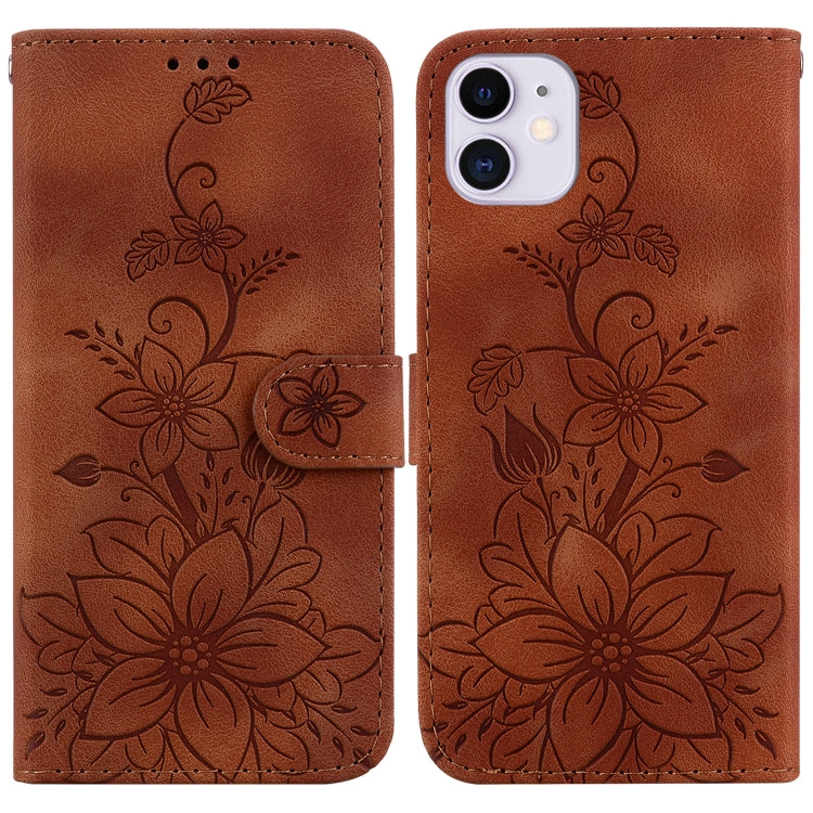 Lily Embossed Leather Phone Case, For iPhone 12 mini, For iPhone 11 Pro Max, For iPhone 11, For iPhone 11 Pro