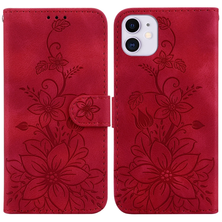 Lily Embossed Leather Phone Case, For iPhone 12 mini, For iPhone 11 Pro Max, For iPhone 11, For iPhone 11 Pro