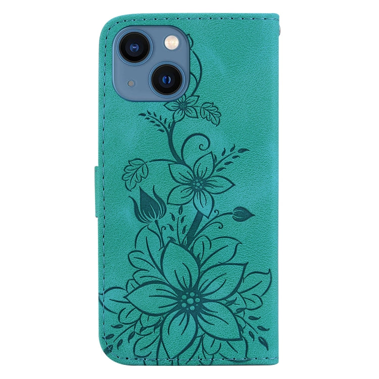Lily Embossed Leather Phone Case, For iPhone 13, For iPhone 13 mini, For iPhone 12 / 12 Pro, For iPhone 12 Pro Max